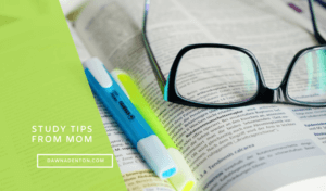 study books with glasses and pens