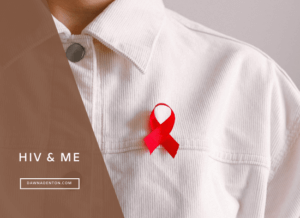An HIV ribbon on a white shirt