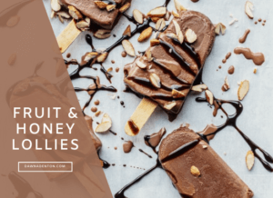 fruit and honey lollies dipped in chocolate and sprinkled with nuts
