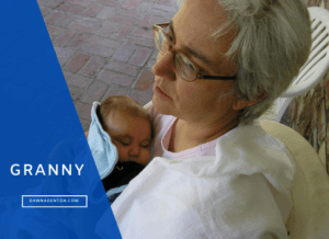 granny with her baby grandchild - welcome little stranger