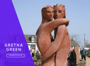 statue of lovers at Gretna Green in Scotland
